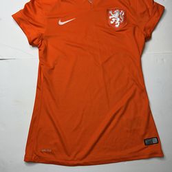 Vintage Nike Women Netherlands Holland Football Shirt Orange 2014 World Cup S