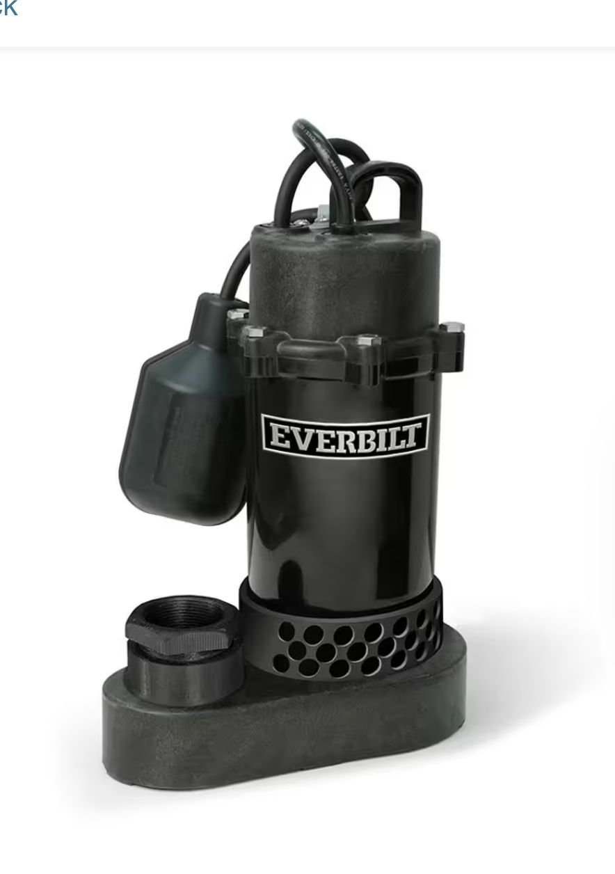 1/4 HP Aluminum Submersible Sump Pump Tether Switch by Everbilt NEW