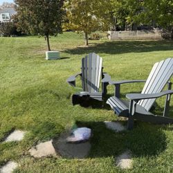 2x LIFETIME Harbor Gray Resin Frame Stationary Adirondack Chair with Slat Seats