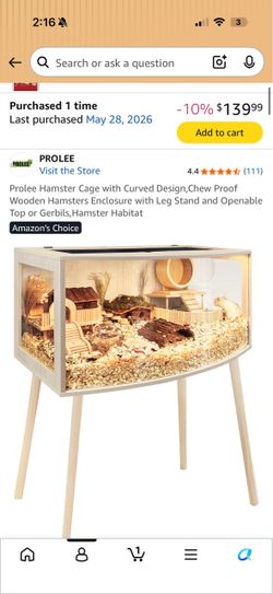 Prolee Wooden Hamster Cage with Leg Stand