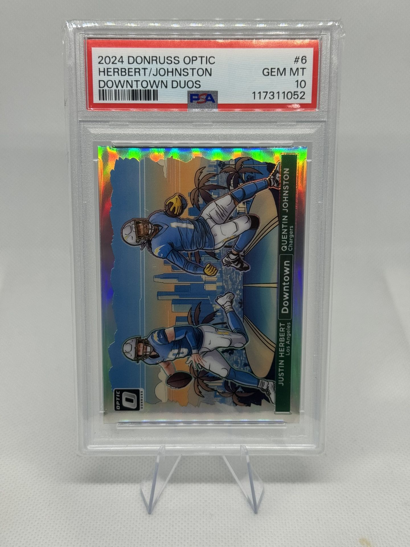 2024 Donruss Optic Justin Herbert Quentin Johnston Dual Downtown PSA 10