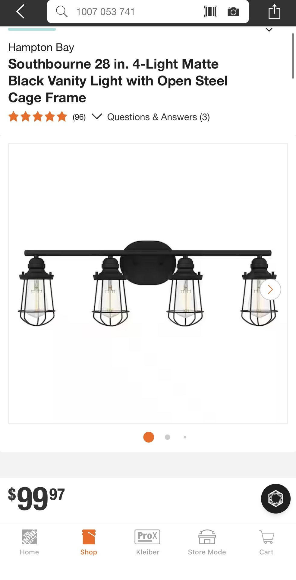 Hampton bay 4light Vanity Fixture