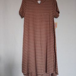 LuLaRoe Carly Brown/Tan Stripes Cotton Blend ~ Size Small (6-8) ~ NWT