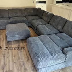 Big Grey Sectional Sofa And Ottoman 