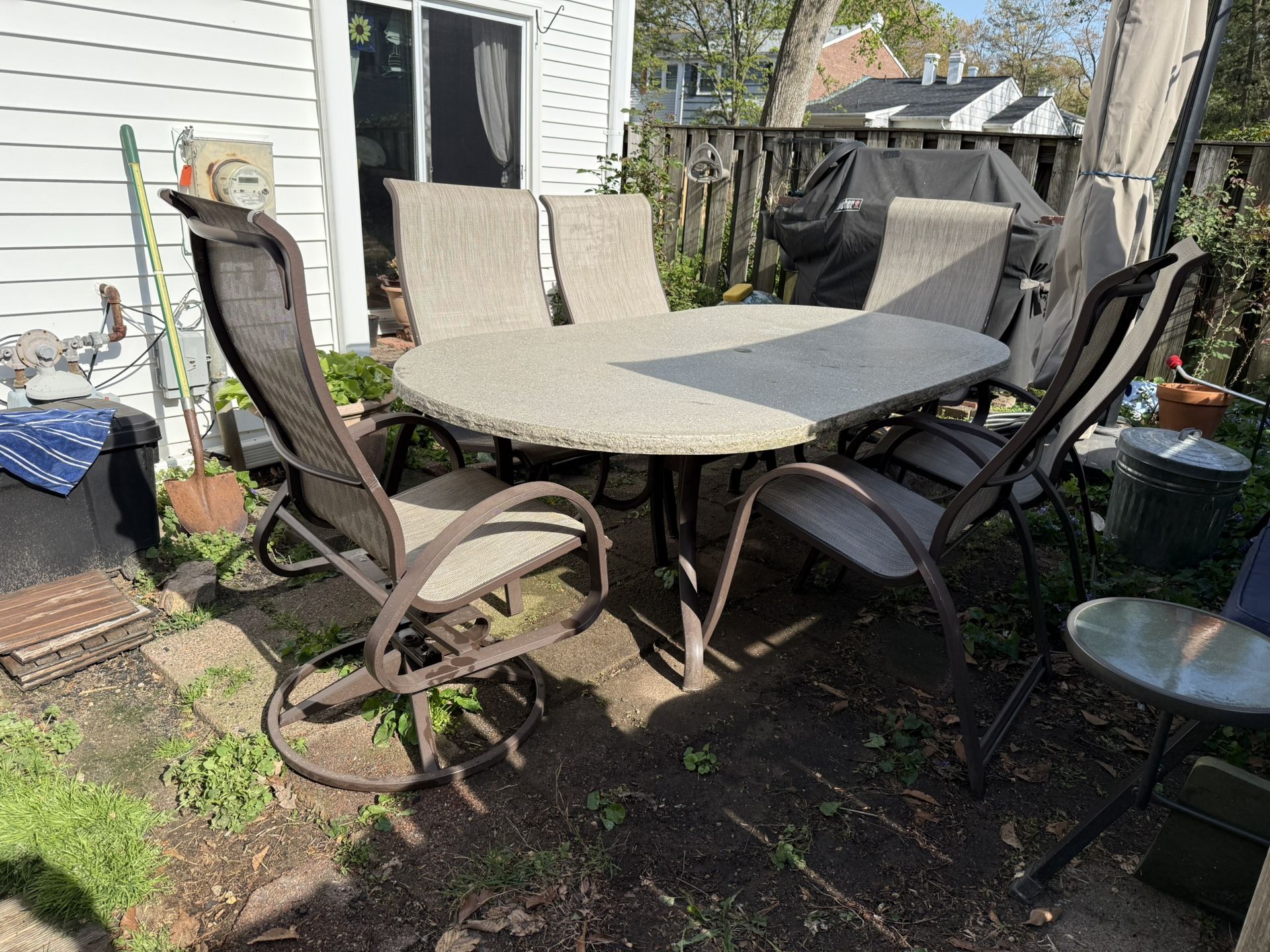Price Reduced—Patio Table And Chairs For 6 Set