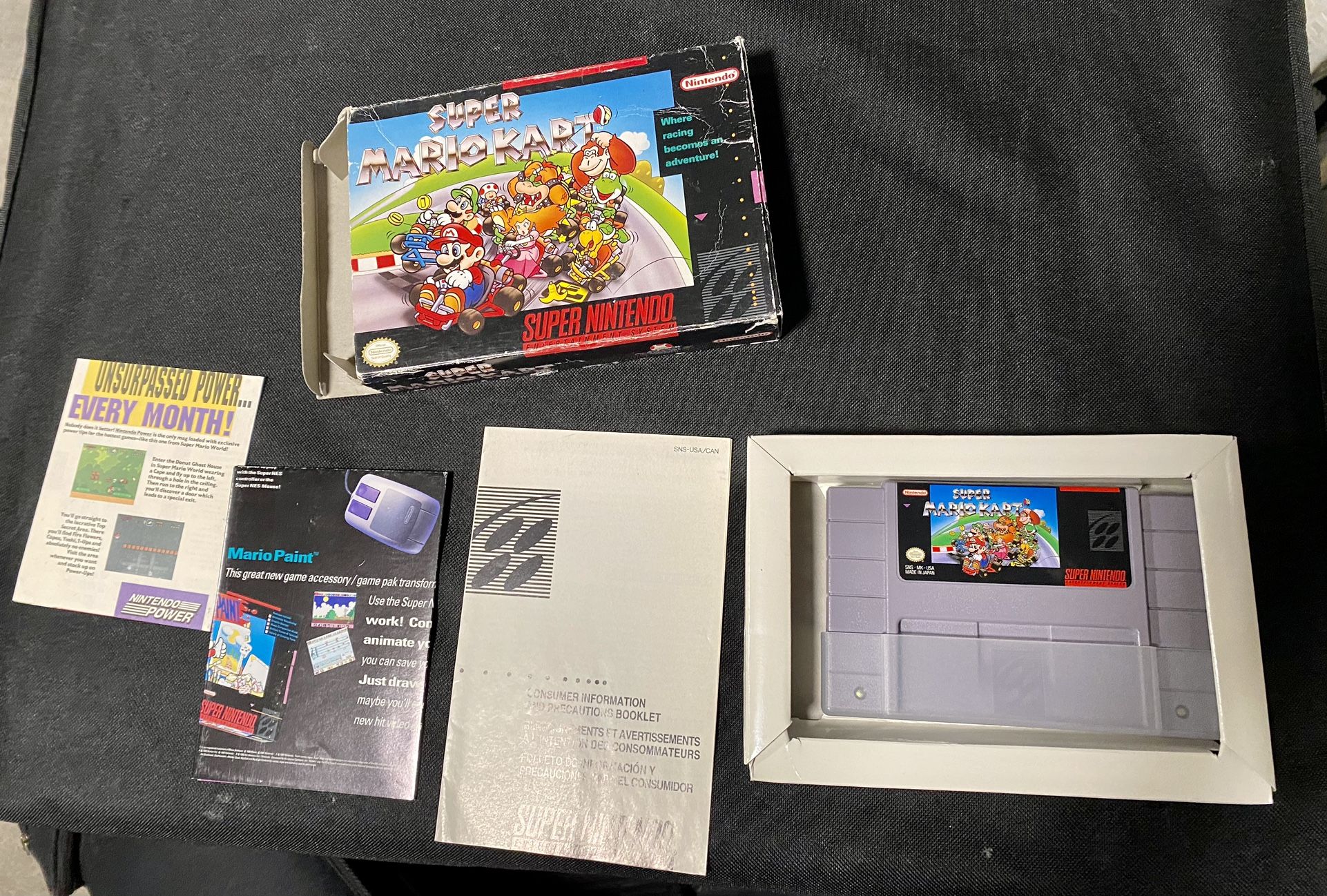 Super Mario Kart Super Nintendo Game Complete in Box