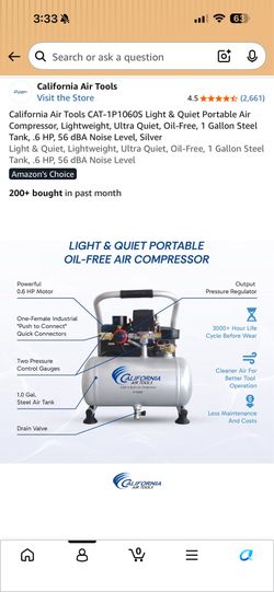Light & Quiet Portable Air Compressor