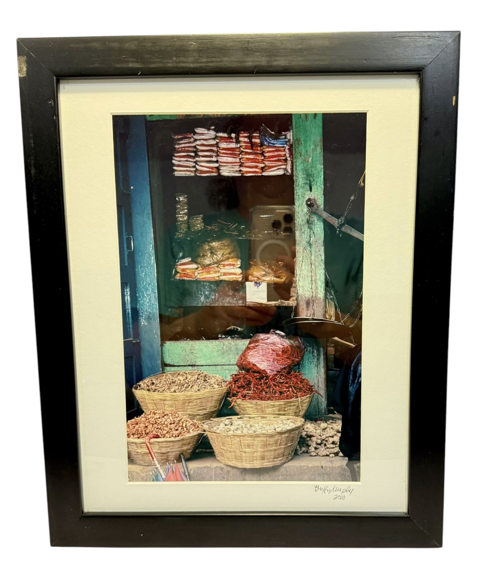 Professionally Matted Framed Photo Nepal Food Market 2010 Signed Buffy Murphy