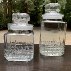 Storage Containers Glass (set of 2) 5x5 Square Height 7 And 9 Inch