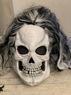 Skull Mask With Hair Halloween