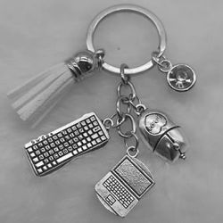 Brand New Office Assistant Secretary Manager Charms Keychain Gift - White Tassel 