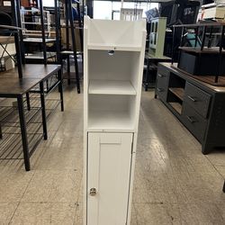 VASAGLE Small Storage Corner Floor Cabinet w/ Door - White