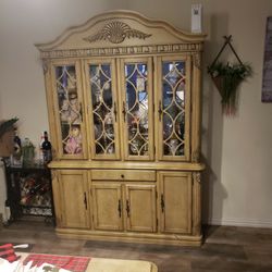 China Cabinet And Table, Six Chairs 