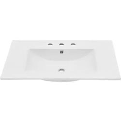 Swiss Madison 30 in. W x 18 in. D 3-Hole Widespread Ceramic Vanity Top in Glossy White
