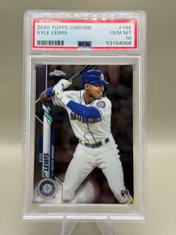 Topps 2020 Chrome Kyle Lewis RC #186 Seattle Mariners White Jersey PSA 10