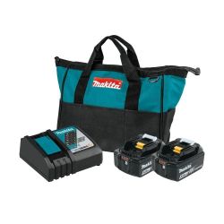 2x Makita LXT 5.0 Batteries with Rapid Charger and Bag
