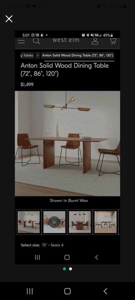 Anton WE Dinning Table Like New 72 Inches