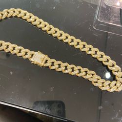12mm CZ 14k Over 925 Silver Miami Cuban
