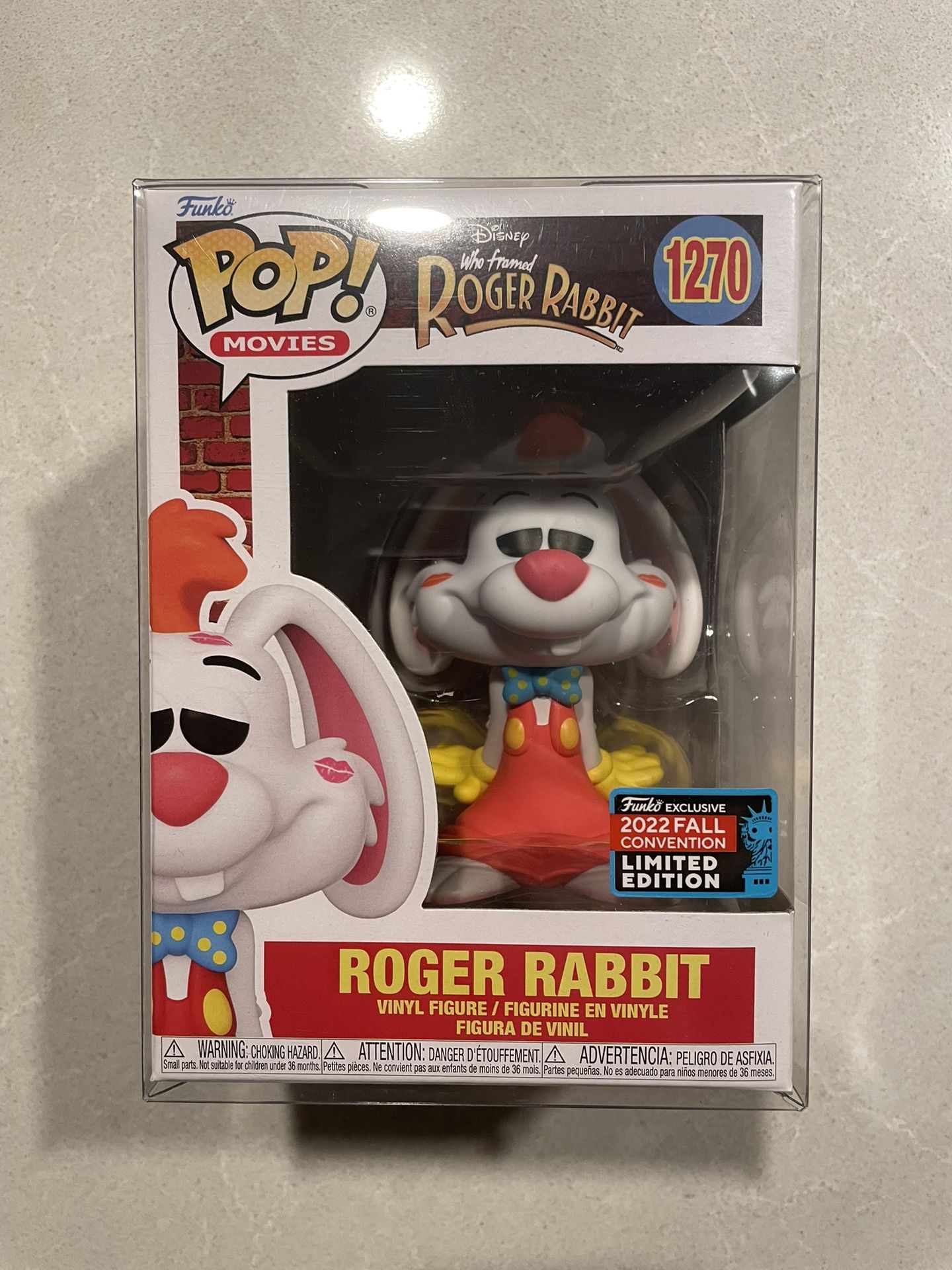 Roger Rabbit Funko Pop *MINT* 2022 NYCC Fall Convention Exclusive Disney Who Framed Roger Rabbit 1270 with Protector Movies