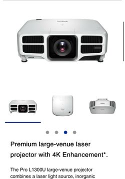 NEW Factory Sealed Epson Pro L1300U 4K Laser Projector + 100" Motorized Screen