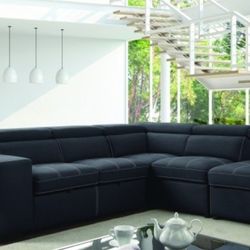 Brand New Graphite L-Shaped Design Sleeper Sofa Chaise Storage Sectional Sofa With Small Ottomans