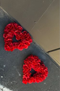 Red Rose Flower Hair Scrunchies Set of 2