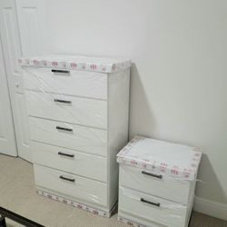 NEW CHEST AND ONE NIGHT STAND -- ASSEMBLED 