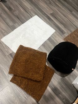 Ottoman, rug, and pillow covers