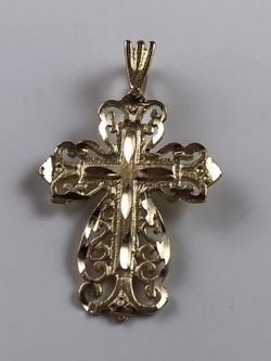 14k Solid Gold Nice Fancy Cross Pendant