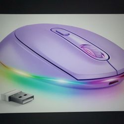 Small USB Wireless Mouse, Purple Rainbow Backlit Rechargeable