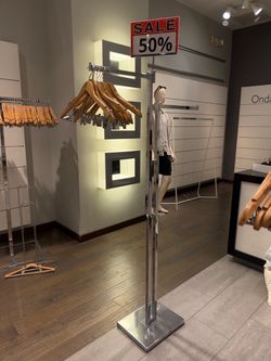 Chrome Retail Clothing Rack with Sign Holder