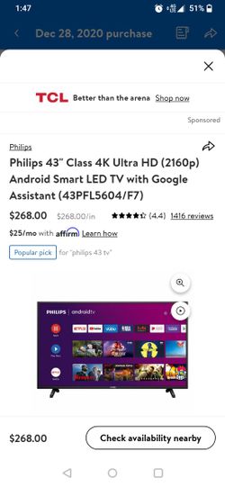 Remote Control And TV Stands For A Phillips 43-in Ultra Classic 4K HD TV
