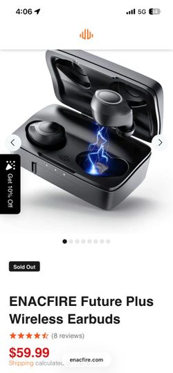 ENACFIRE Future Plus Wireless Earbuds – Bluetooth 5.0, IPX8 Waterproof, 104hr Playtime