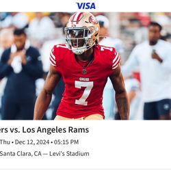 49ers vs Rams 4 Tickets Section 106 Row 28  $235 Each All You Can Eat Food and Drink 