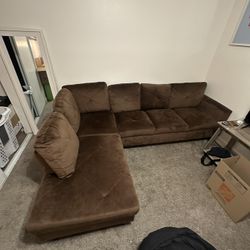 Brown Sofa Couch L Shaped 