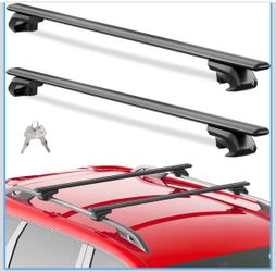Tuyoung 330lbs Heavy Duty Universal Roof Rack Cross Bars - 52” Thick Lockable Roof Cross Bars Adjustable with Existing Raised Side Rails with Gap Blac