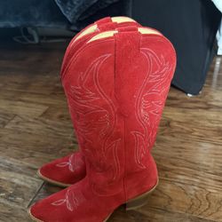 Red Suede Western Boots – Worn Once – Size 7.5 W