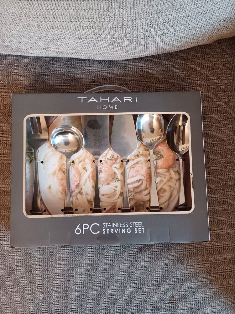 Tahari 6 PC Stainless Steel Serving Set,new
