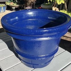 Blue Plastic Pot: 22”W x 16”H