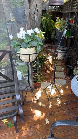 Black Metal Plant Stands Set of Two