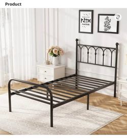 Gianna Twin Metal Platform Bed Frame with Steel Slat Support, Underbed Storage