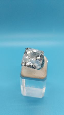 .925 Sterling silver big CZ ring