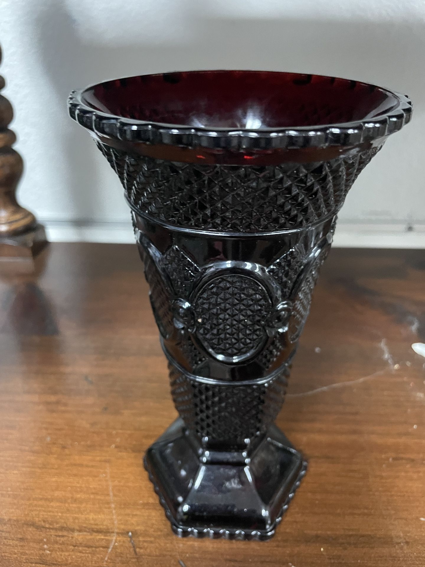 Ruby Red 8” Vase - 1 available. Vintage Avon 1876 Cape Cod Set,