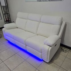 RECLINING SOFA SET WITH SPEAKERS, LED LIGHTS, USB PORTS , CUPHOLDERS
