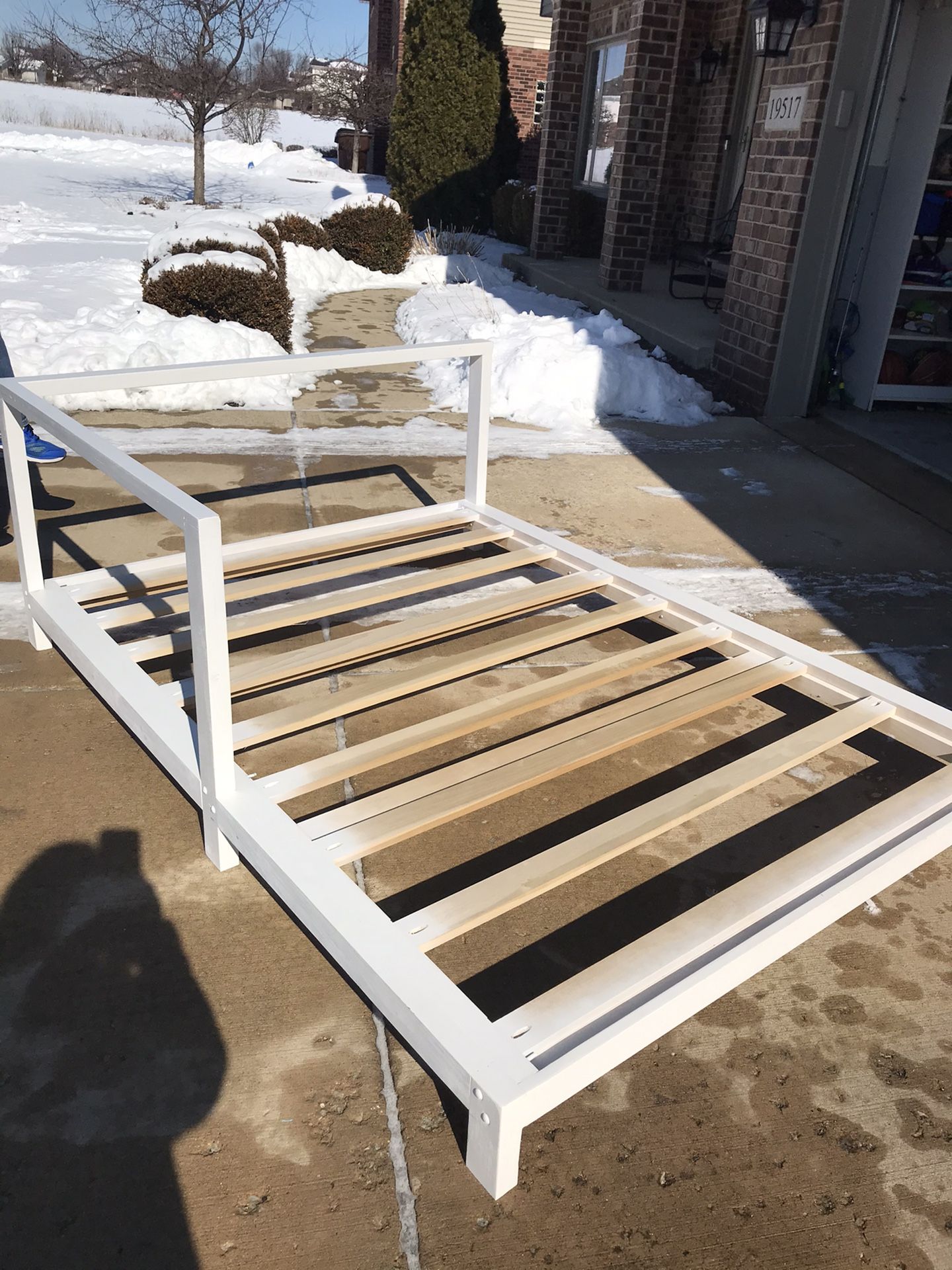 Custom made full size bed frame. Very sturdy from smoke free home.