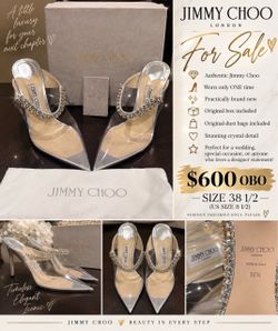 Jimmy Choo Clear Crystal Heels Size 8.5