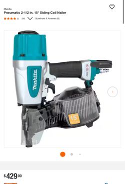 Makita Pneumatic 2-1/2 in. 15° Siding Coil Nailer TOOL ONLY BRAND NEW