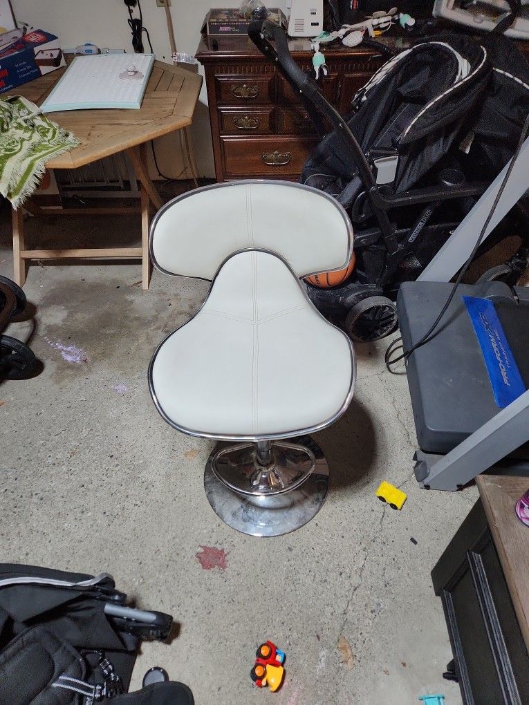White Leather Barstool