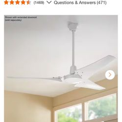 Hampton Bay Industrial 60 in. Indoor/Outdoor White Ceiling Fan with Wall Control, Downrod and Powerful Reversible Motor