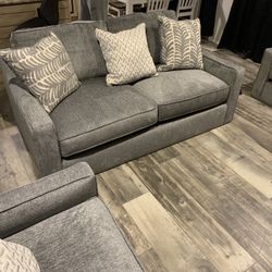Grey Suede 3 Piece Couch Set 